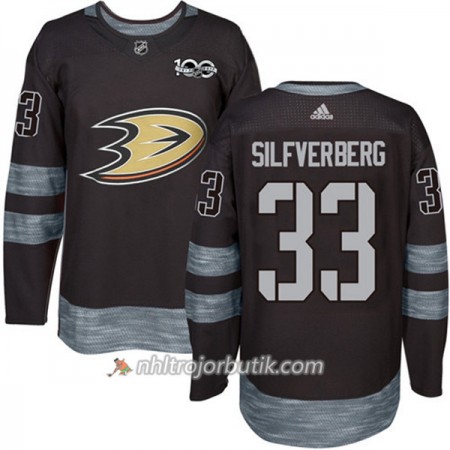 Män Ishockey Anaheim Ducks Tröja Jakob Silfverberg 33 1917-2017 100th Anniversary Adidas Svart Authentic